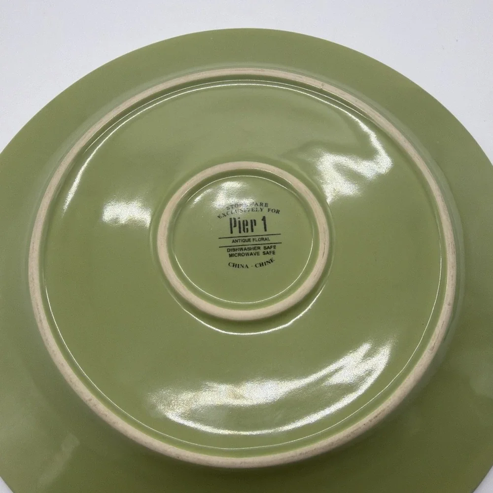 SET OF 3 PIER 1 ANTIQUE FLORAL DINNER PLATES 10 7/8
